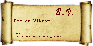 Backer Viktor névjegykártya